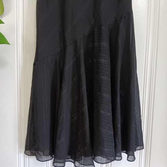 S.L. Fashions Women’s Black Semi Sheer Wide Strap Built In Bra Fishtail Dress 16 - Picture 3 of 8